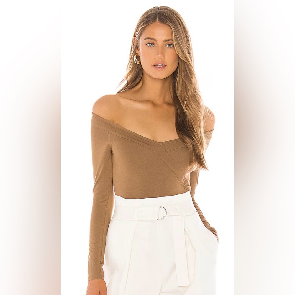 Lovers + Friends Tan Off-Shoulder Bodysuit